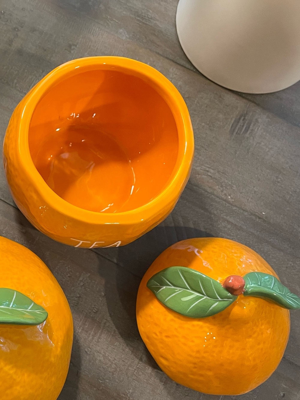 Rae Dunn Orange Ceramic Tea Canister with Sealing Lid - Picture 5 of 6
